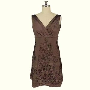 Evan Picone satin Floral appliqué semi formal party dress.